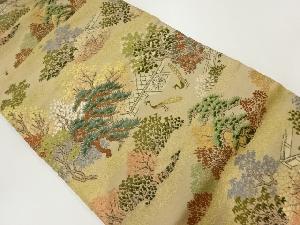 アンティーク　孔雀に樹木風景模様織出し名古屋帯（材料）